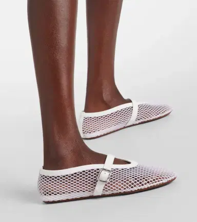 Alaia Alaïa Leather-trimmed fishnet ballet flats | Thumbnail 6 Alaia Alaïa Leather-trimmed fishnet ballet flats | Thumbnail 6