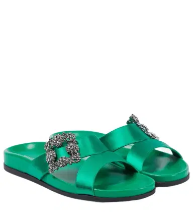 Manolo Blahnik Chilanghi embellished satin sandals | Thumbnail 1 Manolo Blahnik Chilanghi embellished satin sandals | Thumbnail 1