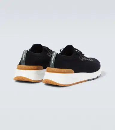 Brunello Cucinelli Leather-trimmed knit sneakers | Thumbnail 3 Brunello Cucinelli Leather-trimmed knit sneakers | Thumbnail 3