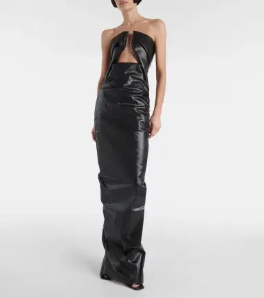 Rick Owens Prong cutout coated denim gown | Thumbnail 4 Rick Owens Prong cutout coated denim gown | Thumbnail 4
