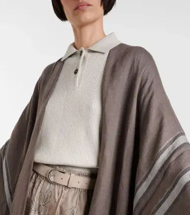 Brunello Cucinelli Striped linen cape | Thumbnail 2 Brunello Cucinelli Striped linen cape | Thumbnail 2