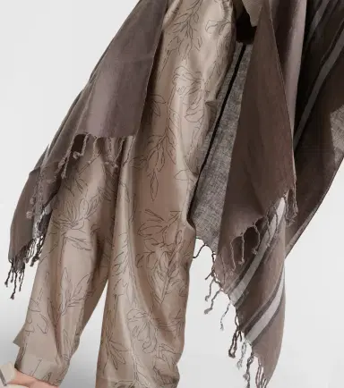 Brunello Cucinelli Striped linen cape | Thumbnail 3 Brunello Cucinelli Striped linen cape | Thumbnail 3