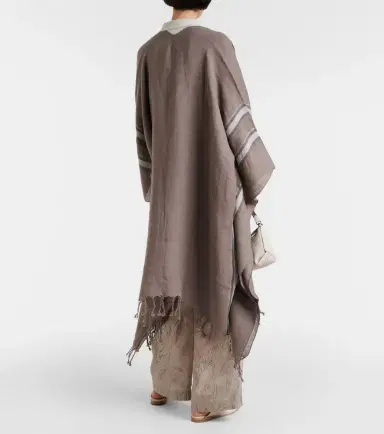 Brunello Cucinelli Striped linen cape | Thumbnail 5 Brunello Cucinelli Striped linen cape | Thumbnail 5