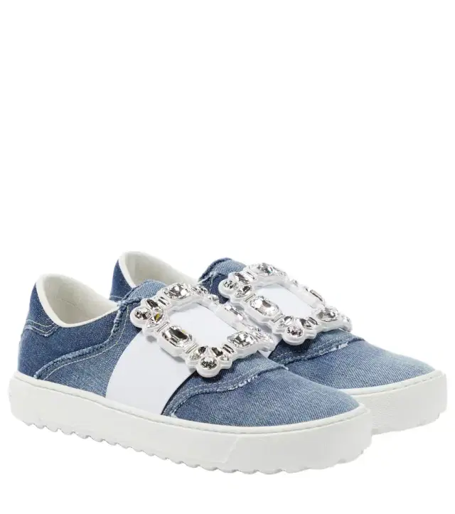Very Vivier fringed denim sneakers Very Vivier fringed denim sneakers