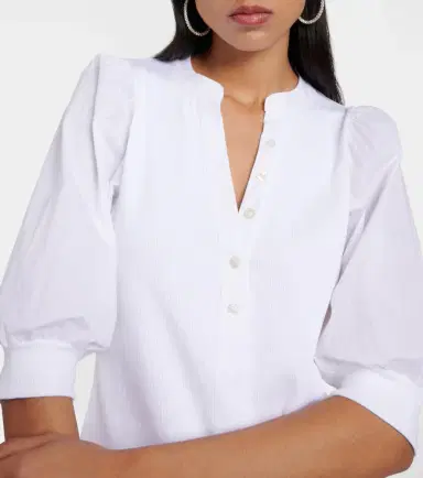 Veronica Beard Coralee puff-sleeve cotton-blend top | Thumbnail 4 Veronica Beard Coralee puff-sleeve cotton-blend top | Thumbnail 4