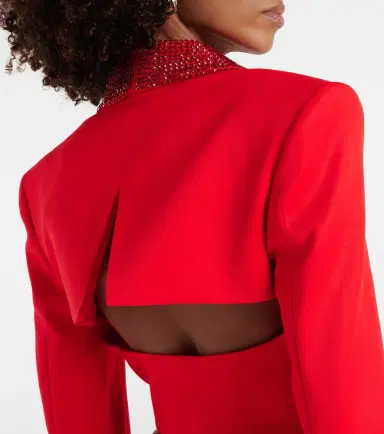 Area Crystal-embellished cropped wool blazer | Thumbnail 2 Area Crystal-embellished cropped wool blazer | Thumbnail 2