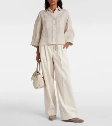 Brunello Cucinelli Embellished linen shirt | Thumbnail 4 Brunello Cucinelli Embellished linen shirt | Thumbnail 4