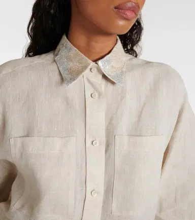 Brunello Cucinelli Embellished linen shirt | Thumbnail 5 Brunello Cucinelli Embellished linen shirt | Thumbnail 5