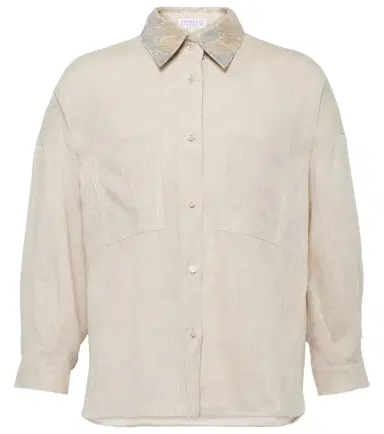 Brunello Cucinelli Embellished linen shirt | Thumbnail 1 Brunello Cucinelli Embellished linen shirt | Thumbnail 1