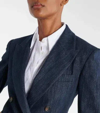 Brunello Cucinelli Metallic cotton-blend blazer | Thumbnail 2 Brunello Cucinelli Metallic cotton-blend blazer | Thumbnail 2