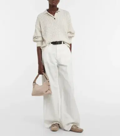 Brunello Cucinelli Cable-knit cotton-blend polo sweater | Thumbnail 6 Brunello Cucinelli Cable-knit cotton-blend polo sweater | Thumbnail 6