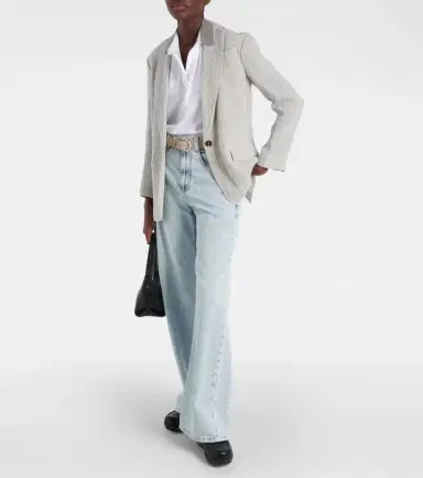 Brunello Cucinelli Oversized V-neck linen-blend blazer | Thumbnail 5 Brunello Cucinelli Oversized V-neck linen-blend blazer | Thumbnail 5