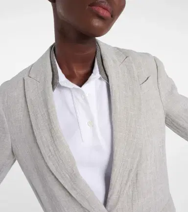 Brunello Cucinelli Oversized V-neck linen-blend blazer | Thumbnail 6 Brunello Cucinelli Oversized V-neck linen-blend blazer | Thumbnail 6