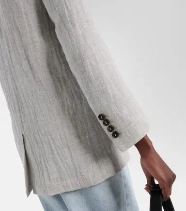 Brunello Cucinelli Oversized V-neck linen-blend blazer | Thumbnail 7 Brunello Cucinelli Oversized V-neck linen-blend blazer | Thumbnail 7
