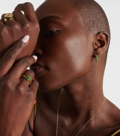 Ileana Makri 18kt gold hoop earrings with emeralds and diamonds | Thumbnail 3 Ileana Makri 18kt gold hoop earrings with emeralds and diamonds | Thumbnail 3
