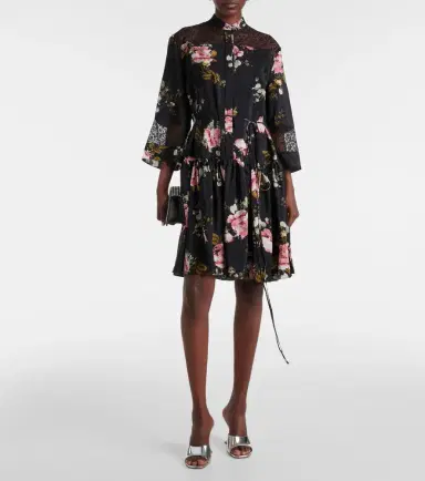 Erdem Floral silk crêpe de chine minidress | Thumbnail 6 Erdem Floral silk crêpe de chine minidress | Thumbnail 6