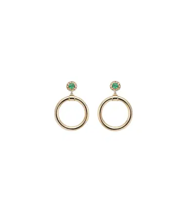 Ileana Makri Endless 18kt gold hoop earrings with emeralds and diamonds | Thumbnail 1 Ileana Makri Endless 18kt gold hoop earrings with emeralds and diamonds | Thumbnail 1