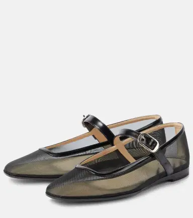 Le Monde Béryl Le Monde Béryl Patent leather-trimmed mesh flats | Thumbnail 2 Le Monde Béryl Le Monde Béryl Patent leather-trimmed mesh flats | Thumbnail 2