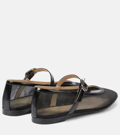 Le Monde Béryl Le Monde Béryl Patent leather-trimmed mesh flats | Thumbnail 3 Le Monde Béryl Le Monde Béryl Patent leather-trimmed mesh flats | Thumbnail 3