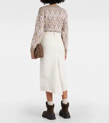 Brunello Cucinelli Cotton and linen midi skirt | Thumbnail 3 Brunello Cucinelli Cotton and linen midi skirt | Thumbnail 3