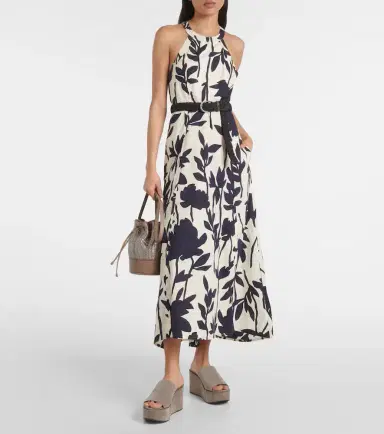 Brunello Cucinelli Floral cotton midi dress | Thumbnail 3 Brunello Cucinelli Floral cotton midi dress | Thumbnail 3