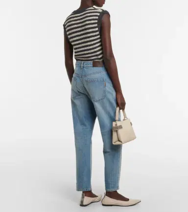 Brunello Cucinelli Mid-rise faded tapered jeans | Thumbnail 3 Brunello Cucinelli Mid-rise faded tapered jeans | Thumbnail 3