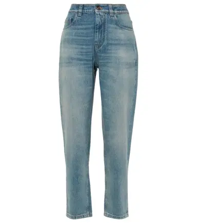 Brunello Cucinelli Mid-rise faded tapered jeans | Thumbnail 1 Brunello Cucinelli Mid-rise faded tapered jeans | Thumbnail 1