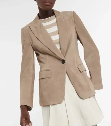Brunello Cucinelli Embellished suede blazer | Thumbnail 3 Brunello Cucinelli Embellished suede blazer | Thumbnail 3
