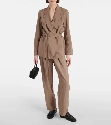 Joseph Pleated silk-blend twill straight pants | Thumbnail 3 Joseph Pleated silk-blend twill straight pants | Thumbnail 3