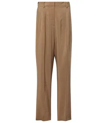 Joseph Pleated silk-blend twill straight pants | Thumbnail 1 Joseph Pleated silk-blend twill straight pants | Thumbnail 1