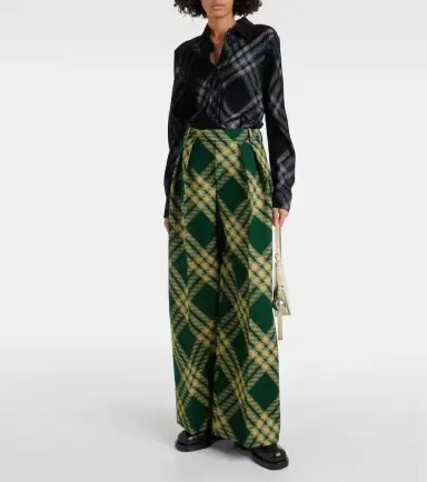 Burberry Checked wool twill wide-leg pants | Thumbnail 3 Burberry Checked wool twill wide-leg pants | Thumbnail 3