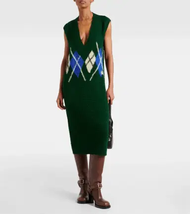 Burberry Argyle wool maxi dress | Thumbnail 2 Burberry Argyle wool maxi dress | Thumbnail 2