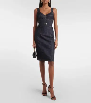 Dolce & Gabbana Logo embroidered denim midi dress | Thumbnail 3 Dolce & Gabbana Logo embroidered denim midi dress | Thumbnail 3