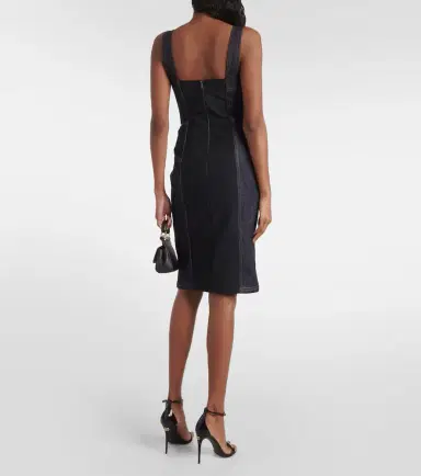 Dolce & Gabbana Logo embroidered denim midi dress | Thumbnail 4 Dolce & Gabbana Logo embroidered denim midi dress | Thumbnail 4