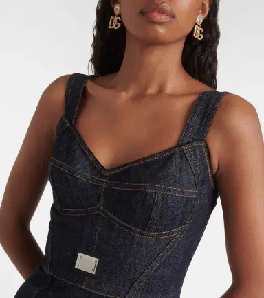 Dolce & Gabbana Logo embroidered denim midi dress | Thumbnail 5 Dolce & Gabbana Logo embroidered denim midi dress | Thumbnail 5