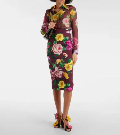 Dolce & Gabbana Floral silk-blend charmeuse midi skirt | Thumbnail 3 Dolce & Gabbana Floral silk-blend charmeuse midi skirt | Thumbnail 3