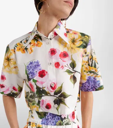 Dolce & Gabbana Floral cropped cotton poplin shirt | Thumbnail 4 Dolce & Gabbana Floral cropped cotton poplin shirt | Thumbnail 4