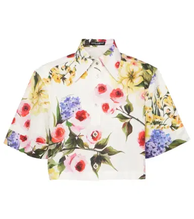 Dolce & Gabbana Floral cropped cotton poplin shirt | Thumbnail 1 Dolce & Gabbana Floral cropped cotton poplin shirt | Thumbnail 1
