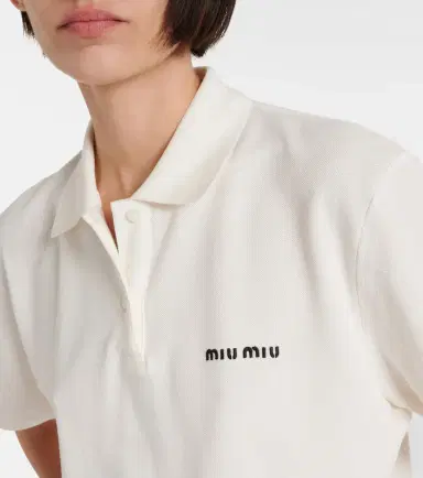 Miu Miu Logo cotton piqué polo shirt | Thumbnail 4 Miu Miu Logo cotton piqué polo shirt | Thumbnail 4