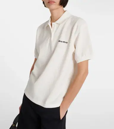 Miu Miu Logo cotton piqué polo shirt | Thumbnail 5 Miu Miu Logo cotton piqué polo shirt | Thumbnail 5