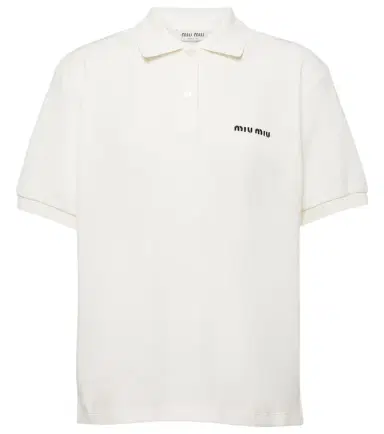Miu Miu Logo cotton piqué polo shirt | Thumbnail 1 Miu Miu Logo cotton piqué polo shirt | Thumbnail 1