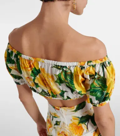 Dolce & Gabbana Floral off-shoulder cotton crop top | Thumbnail 3 Dolce & Gabbana Floral off-shoulder cotton crop top | Thumbnail 3