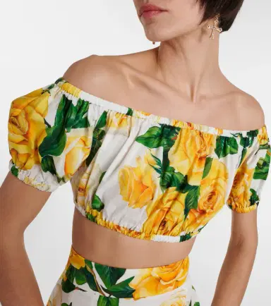 Dolce & Gabbana Floral off-shoulder cotton crop top | Thumbnail 4 Dolce & Gabbana Floral off-shoulder cotton crop top | Thumbnail 4