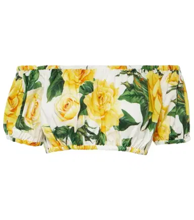 Dolce & Gabbana Floral off-shoulder cotton crop top | Thumbnail 1 Dolce & Gabbana Floral off-shoulder cotton crop top | Thumbnail 1