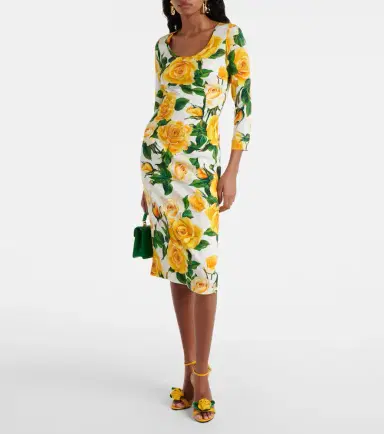 Dolce & Gabbana Floral silk-blend midi dress | Thumbnail 3 Dolce & Gabbana Floral silk-blend midi dress | Thumbnail 3
