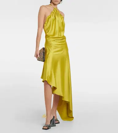 The Attico Feather-trimmed satin gown | Thumbnail 4 The Attico Feather-trimmed satin gown | Thumbnail 4