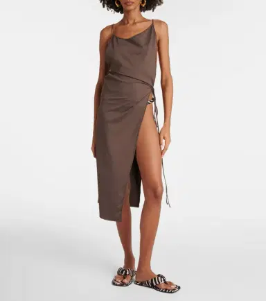 The Attico Side-slit gathered midi dress | Thumbnail 4 The Attico Side-slit gathered midi dress | Thumbnail 4