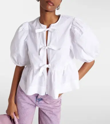 Ganni Bow-detail cotton poplin blouse | Thumbnail 5 Ganni Bow-detail cotton poplin blouse | Thumbnail 5
