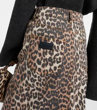 Ganni Leopard-print denim maxi skirt | Thumbnail 3 Ganni Leopard-print denim maxi skirt | Thumbnail 3