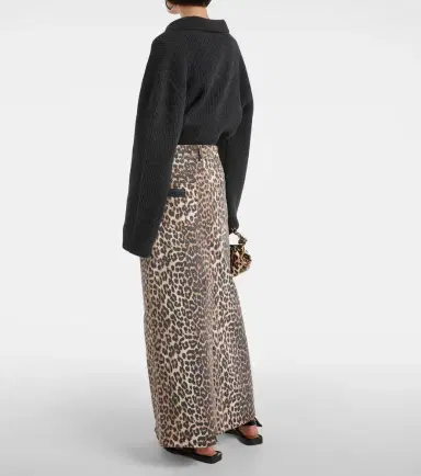Ganni Leopard-print denim maxi skirt | Thumbnail 4 Ganni Leopard-print denim maxi skirt | Thumbnail 4